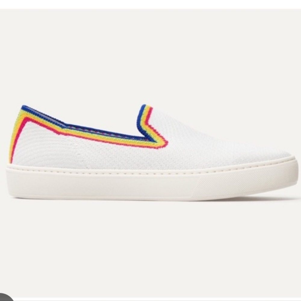 Rothy's The Original Slip On Sneaker White Rainbow Slip on Shoes - Picture 7 of 7
